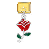 Italian Charm Module Bracelet Single Flower Handmade Pendant Titanium Steel Strap Chain