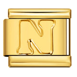 Golden Concave Letter Series Italian Module Bracelet Titanium Steel Stamping DIY Elastic Splicing Bracelet Accessories