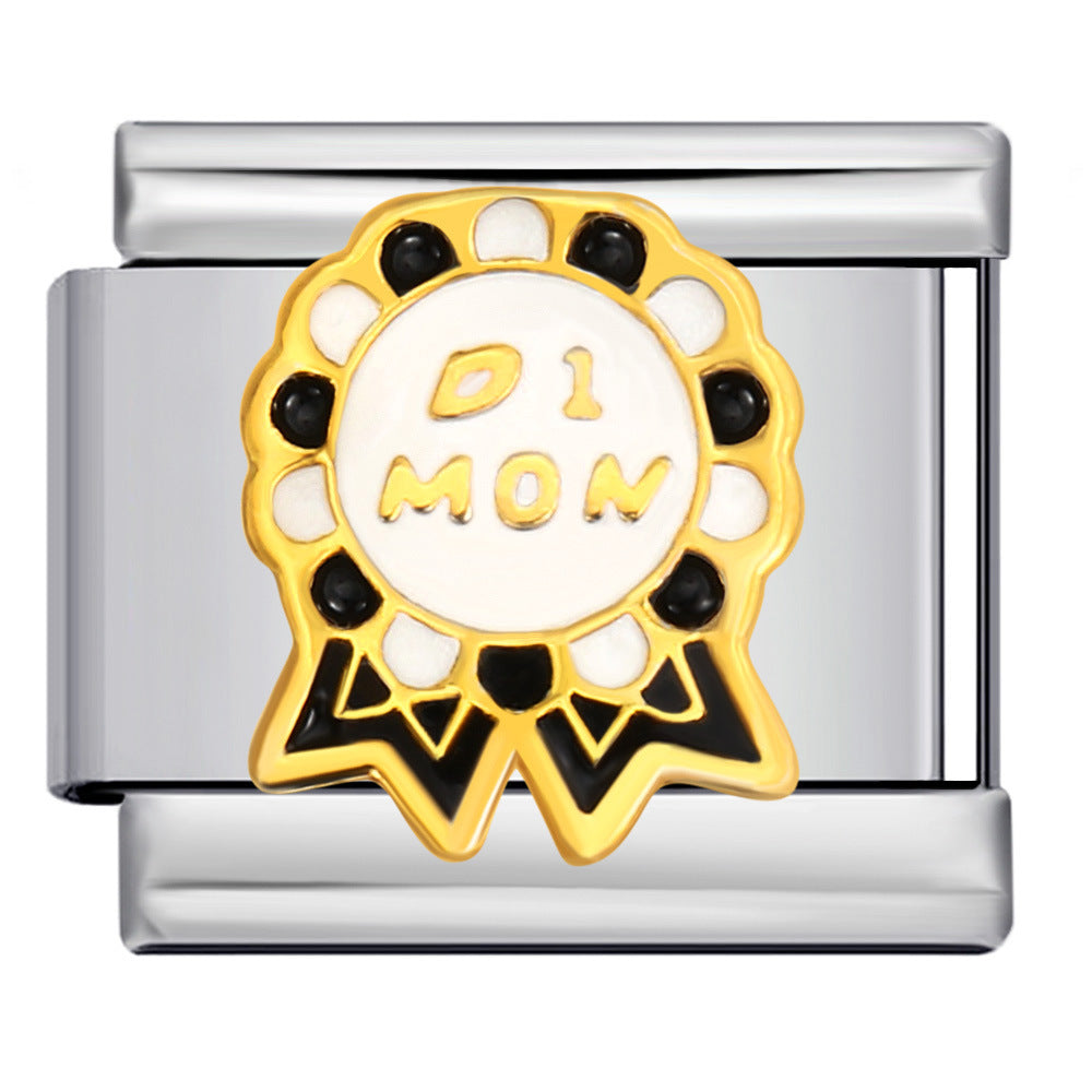 Student Graduation Pattern Italian Module Bracelet DIY Titanium Steel Welded Oil-Drip Elastic Splice Watch Strap Chain