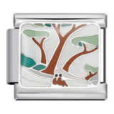 Four Season Element Gold-plated Oil Drop DIY Italian Module Bracelet with Personalized Welding Pattern Stainless Steel Bracelet