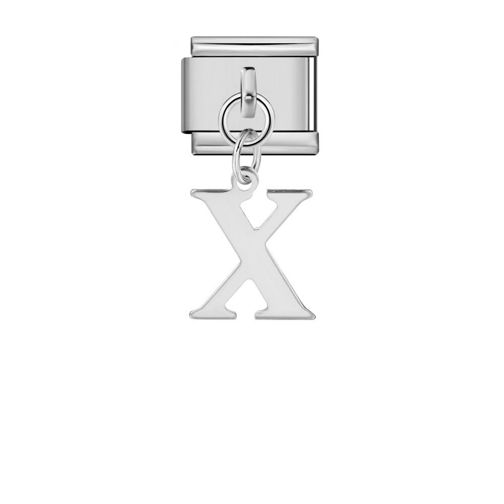 Silver Simplified Letter Italian Module Bracelet Titanium Steel Handmade DIY Hook Elastic Splicing Bracelet Accessories