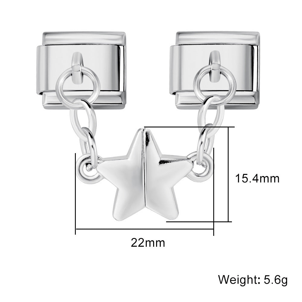 Hot Selling New Product Magnetic Pentagram Italian Module Bracelet Titanium Steel Double Hook DIY Free Splicing Bracelet