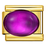 New Diamond Inlaid Stainless Steel Italian Module Bracelet Welding Large Elliptical Colored Stone DIY Elastic Bracelet Accessories