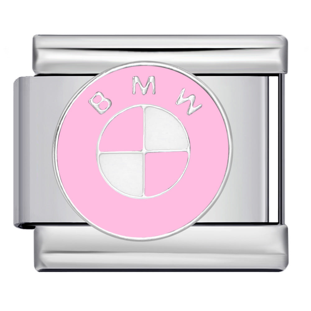 Italian Module Bracelet Automotive Logo Series Titanium Steel Welding Drip Oil DIY Elastic Splicing Table