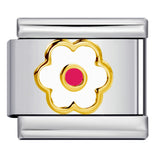 Color Drip Oil Petal Stamping Series DIY Italian Module Bracelet Titanium Steel Gold Plated Elastic Splicing Bracelet