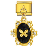 Elliptical Pendant Butterfly Titanium Steel Drip Oil DIY Italian Module Bracelet, Single Hook Splicing Elastic Bracelet