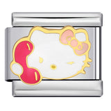 Cute Cartoon Cat Titanium Steel Welded Drip Bracelet DIY Italian Modular Charm Friendship Gift for Besties