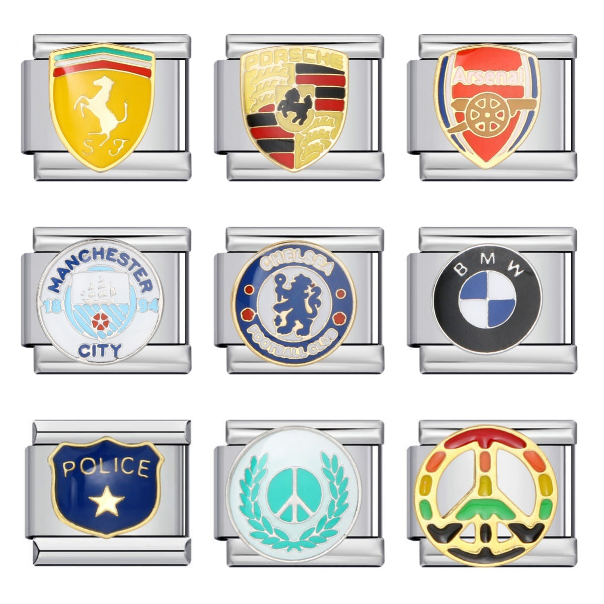 Logo Element Titanium Steel Welded Gold-plated Drip Oil Bracelet DIY Italian Module Bracelet Elastic Splicing Strap Chain