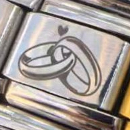 New Double Ring Series Laser Engraved Italian Module Bracelet Stainless Steel DIY Fashion Bracelet