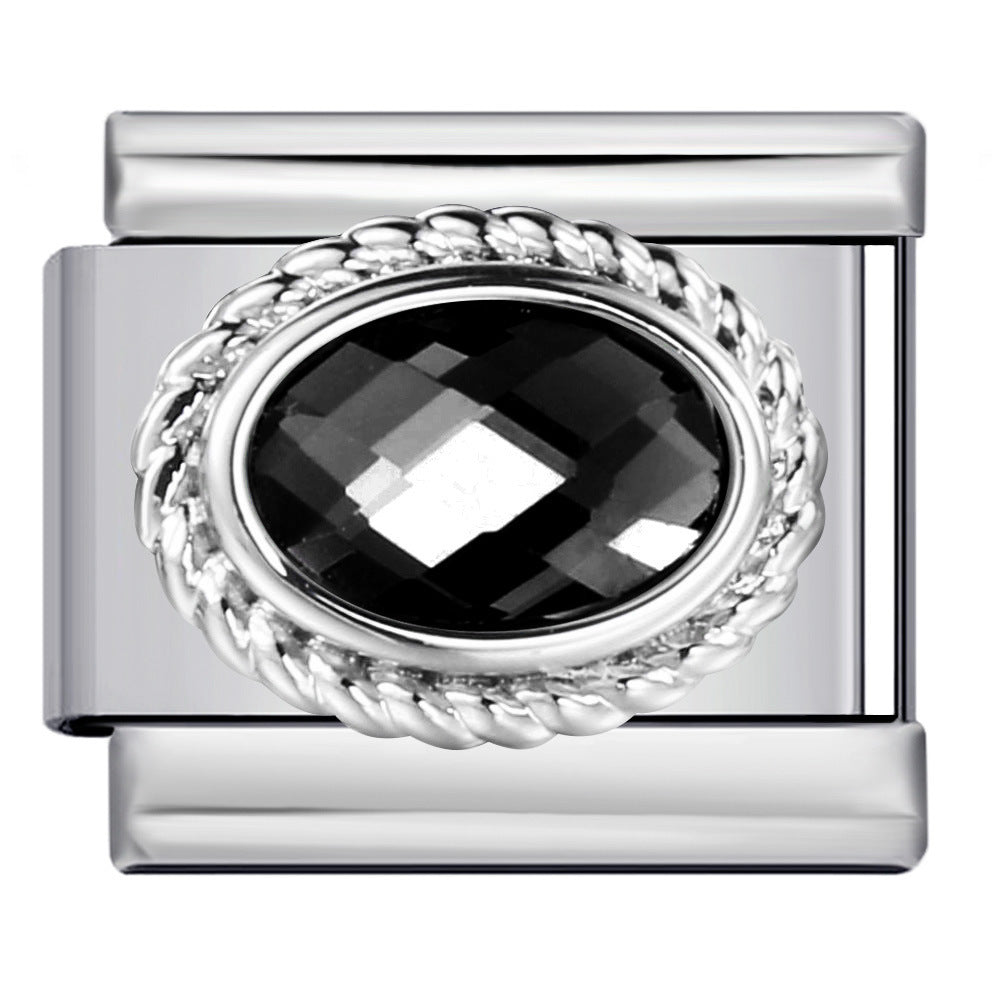 Colorful Zircon Italian Module Bracelet Titanium Steel Welding DIY Elastic Splicing Assembly Bracelet Accessories Wholesale