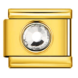 Gold Colored Heart-shaped Circle Diamond Italian Module Bracelet DIY Titanium Steel Welded Elastic Watch Chain Accessory