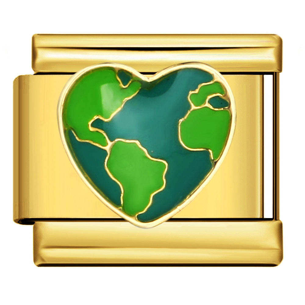 Gold Bottom Italian Module Bracelet Welding Dripping Oil Titanium Steel Bracelet Fashion DIY Italian Bracelet