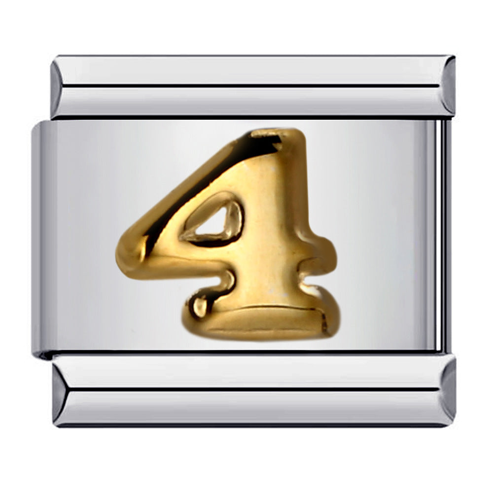 New titanium steel concave convex Arabic numerals DIY Italian module bracelet Italian Module