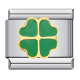 Lucky Clover Laser Carving Italian Module Bracelet Stainless Steel DIY Fashion Bracelet Strap Chain