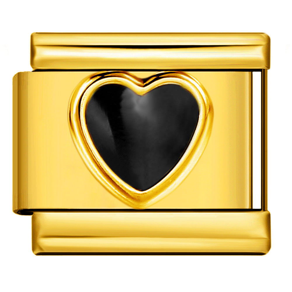 Italian Module Bracelet Color Drip Oil Stamping Pattern DIY Titanium Steel Elastic Splicing Bracelet Accessories Wholesale