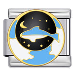 Stainless Steel Welding Drip Oil DIY Bracelet Italian Module Bracelet Round Starry Sky Pattern Elastic Bracelet