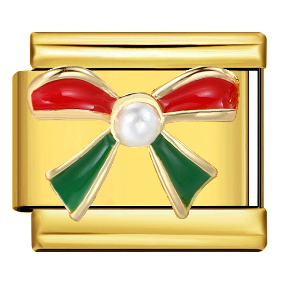 Gold Background Red Series Module Bracelet Accessories, Stainless Steel DIY Free To Match with Italian Charms Handmade Accessories