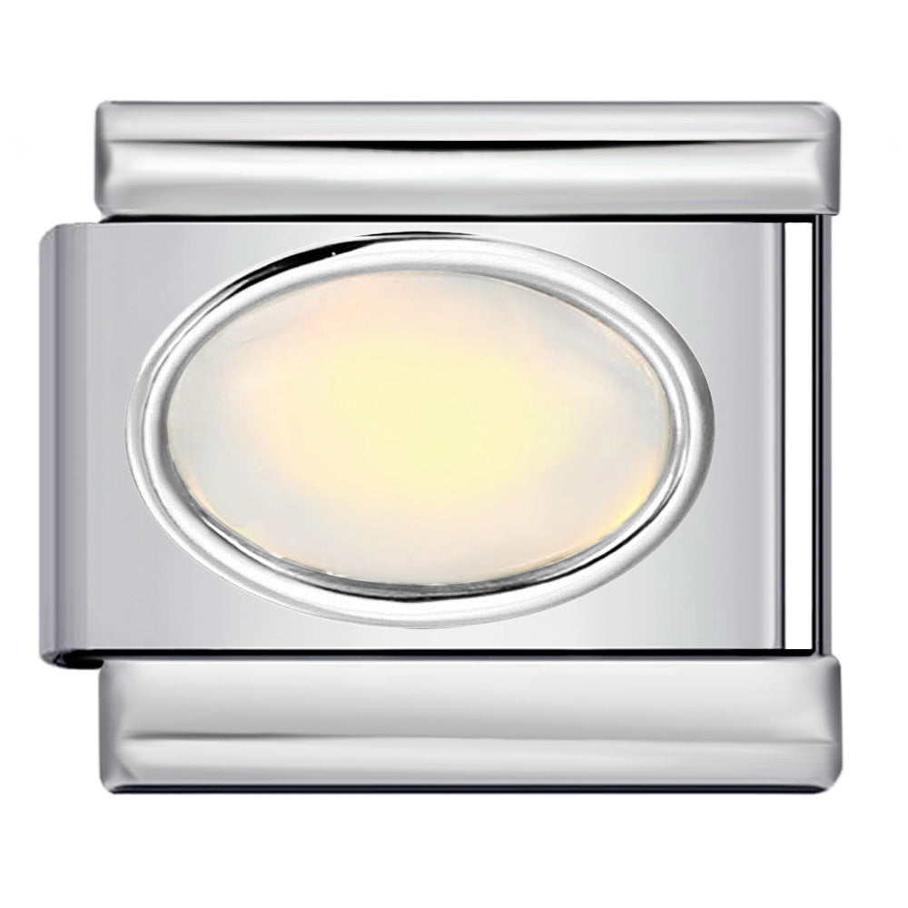 Elliptical Colored Stone Italian Module Bracelet Birthday Stone Stainless Steel DIY Simple and Versatile Bracelet Accessories