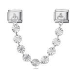 New Gold and Silver Bottom Double Hanging Pendant Italian Module Bracelet Stainless Steel Hook DIY Elastic Strap Chain