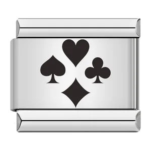 Cross Border Hot Selling Laser Engraving Chess and Card Entertainment Pattern Titanium Steel DIY Italian Module Bracelet Wholesale