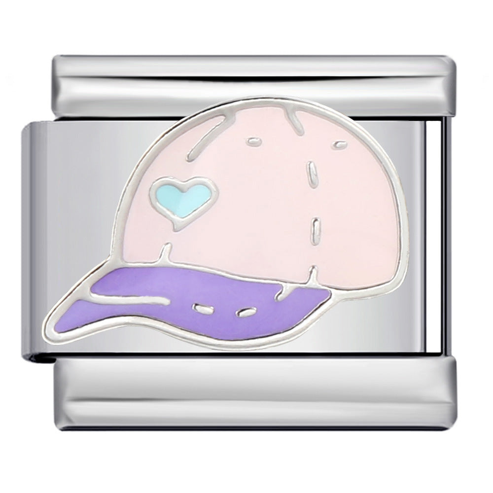 Italian Module Bracelet Purple Dreamy Element Stainless Steel Gold-plated Drip Welding DIY Elastic Splicing Bracelet