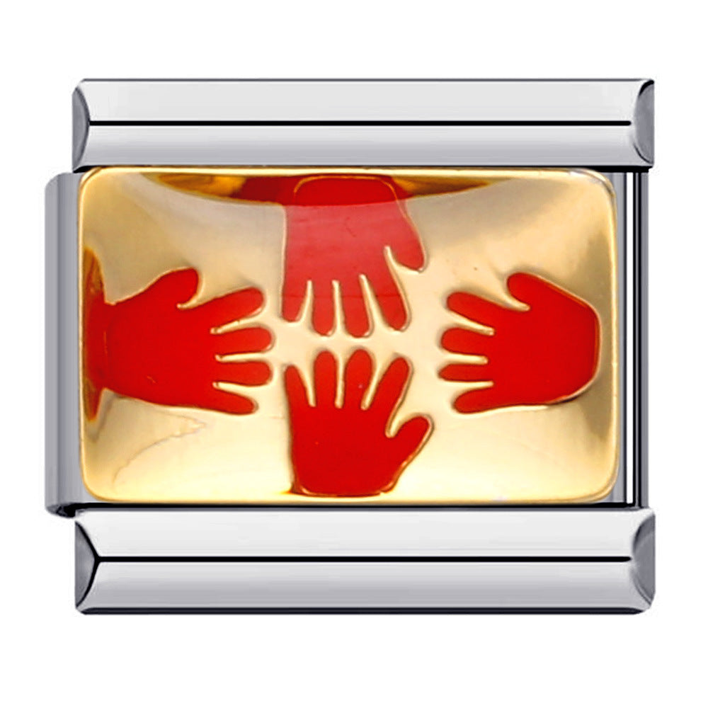 Italian Charm Bracelet Titanium Steel Gold Plated DIY Welded Friendship Series