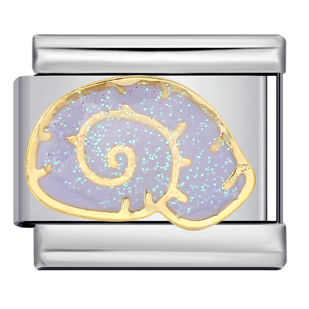 New Italian Module Bracelet Beach Camping Titanium Steel Drip Oil Cartoon Pattern DIY Welding Bracelet Accessories