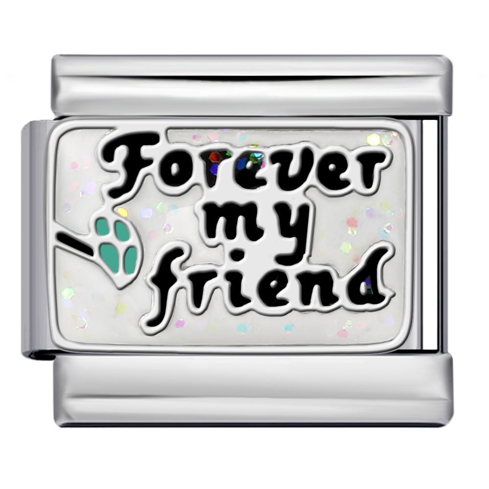 Italian Charm Bracelet Titanium Steel Gold Plated DIY Welded Friendship Series