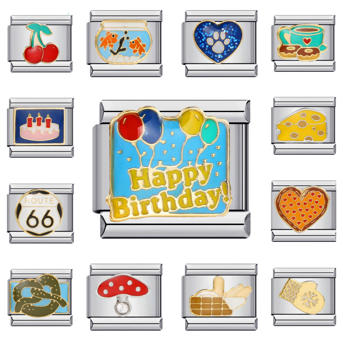 Cross Border Italian Module Bracelet with Titanium Steel Welding and Oil Dripping DIY Bracelet for Couples and Girlfriends, Birthday Gift