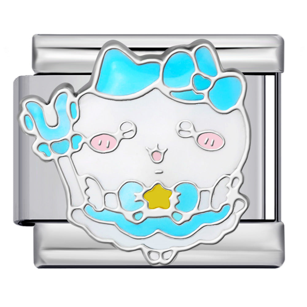 Titanium Steel Welding Drip Oil DIY Italian Module Bracelet Cute Cartoon Pattern Best Friend Girl Birthday Gift