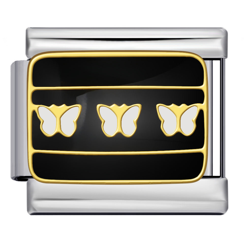 New Middle Ancient Style Series Italian Module Bracelet Titanium Steel Gold Plated Drip Oil Welding DIY Elastic Strap Chain