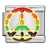 Italian Module Bracelet Peace Series Stainless Steel Welding Drip Oil Pattern DIY Elastic Splicing Strap Chain