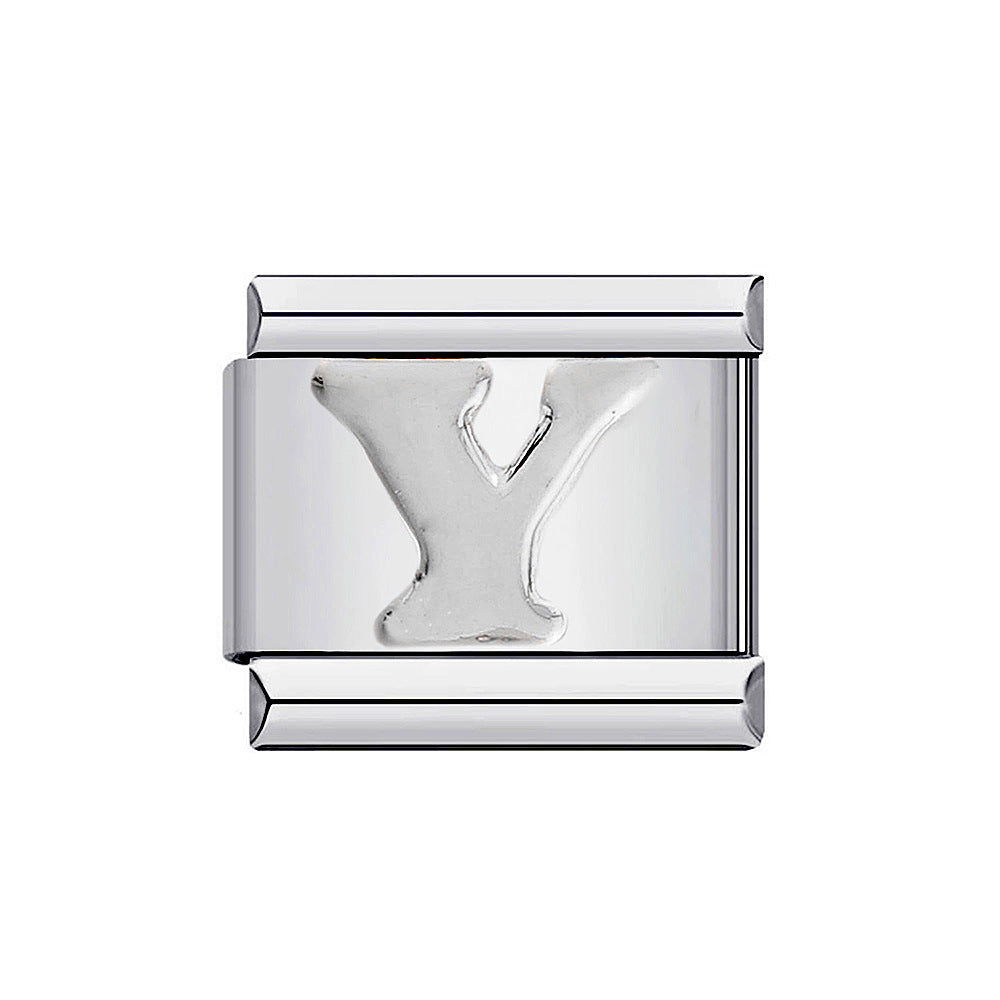 New Titanium Steel Gold Plated DIY Italian Charm Bracelet with Alphabet Letters Customizable Fashion Jewelry