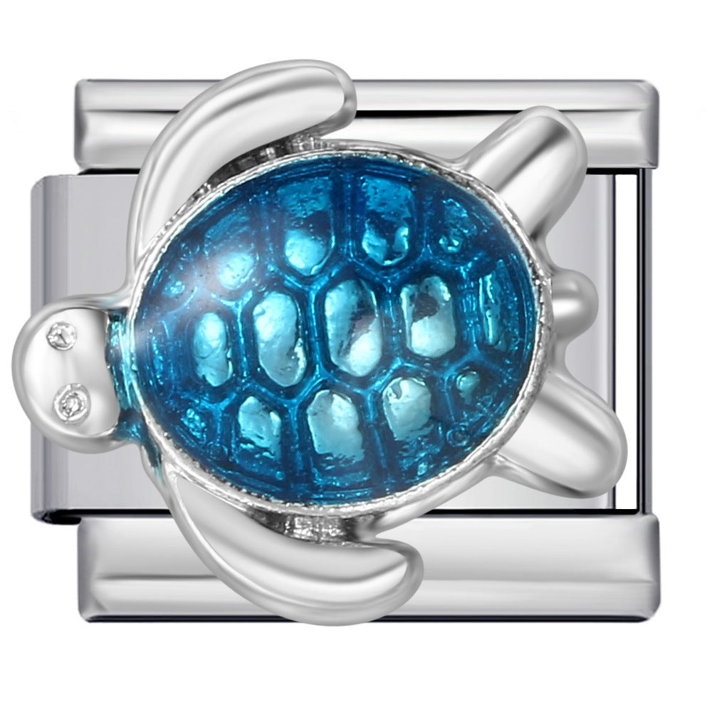 New Italian Module Bracelet Beach Camping Titanium Steel Drip Oil Cartoon Pattern DIY Welding Bracelet Accessories