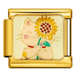 Italian Module Bracelet DIY Titanium Steel All Gold Welding Drip Oil Pattern Elastic Splicing Bracelet Accessory