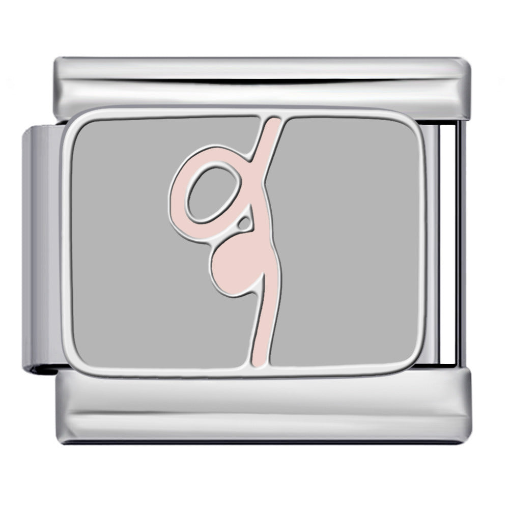 Pink Pattern Italian Module Bracelet Titanium Steel Welding Drip Oil Pattern DIY Bracelet Gift for Girls