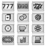 Laser Carving Chess and Card Game Italian Module Bracelet Stainless Steel DIY Splicing Elastic Bracelet