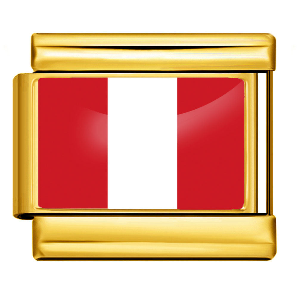 Gold Base World Flag Photo Resin Italian Charm Bracelet DIY Stainless Steel Stretch Watch Band Wristband