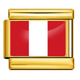 Gold Base World Flag Photo Resin Italian Charm Bracelet DIY Stainless Steel Stretch Watch Band Wristband