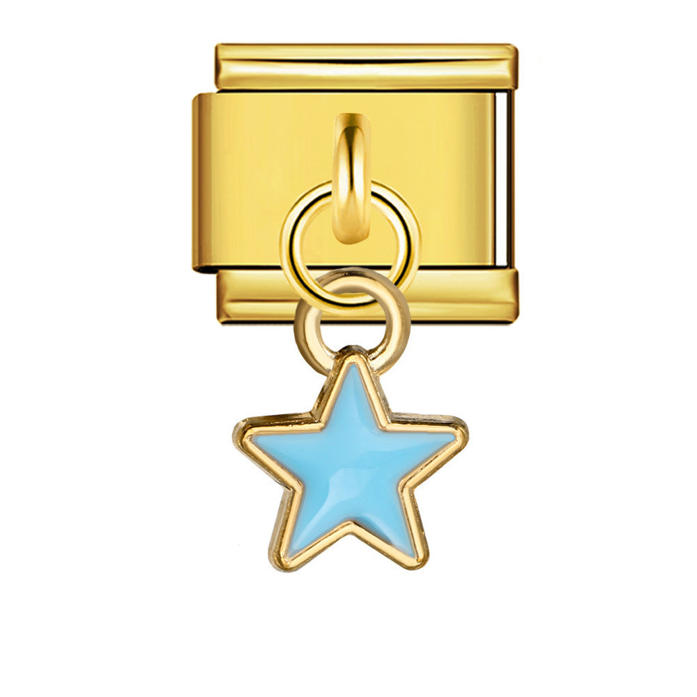 New Star Moon Series Pendant Italian Module Bracelet Single Hook Titanium Steel Elastic Splicing Strap Chain