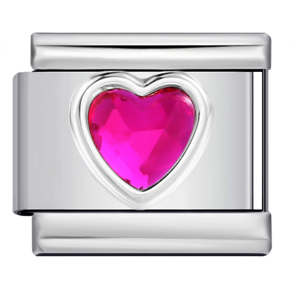 New Love Micro Inlaid Gemstone Italian Module Bracelet Stainless Steel Stamped Crystal Elastic Wristband Accessory