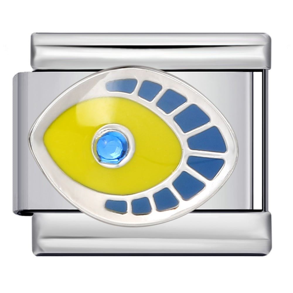 Italian Module Bracelet Devil's Eye Titanium Steel Welding Drip Oil Pattern DIY Elastic Splicing Personalized Strap Chain