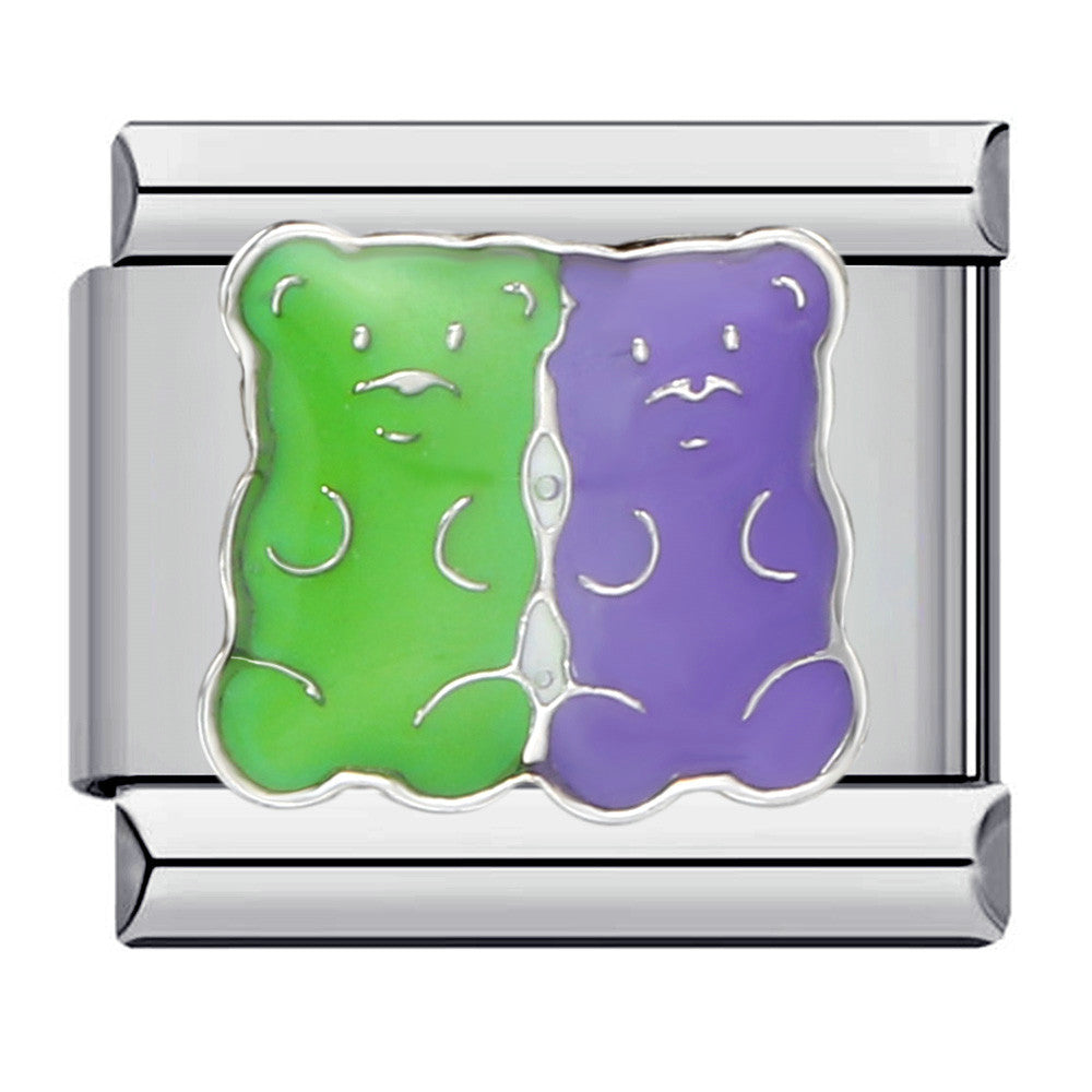 Classic Cute Bear Italian Module Bracelet Stainless Steel Welding Pattern DIY Elastic Splicing Bracelet