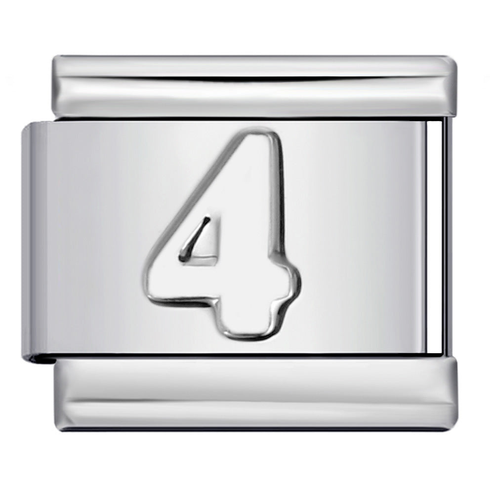 New titanium steel concave convex Arabic numerals DIY Italian module bracelet Italian Module