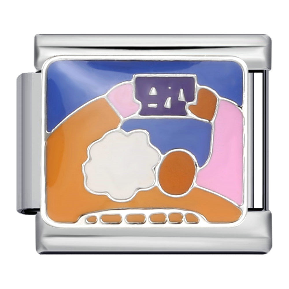 Fresh Illustration Series Italian Module Bracelet Titanium Steel Gold Plated Drip Oil DIY Welding Pattern Strap Chain