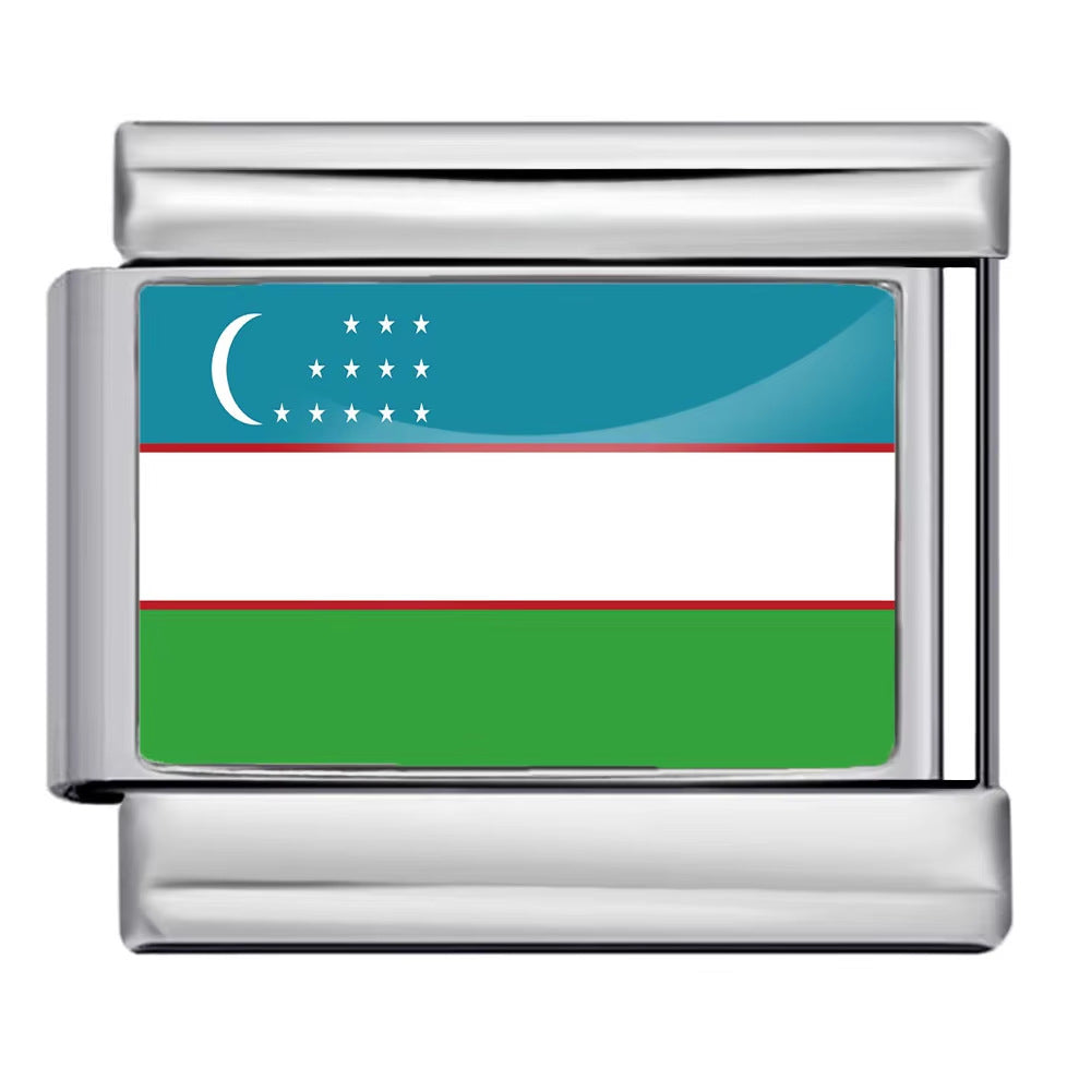 Hot Selling New World Flag Photo Dropper Series Titanium Steel DIY Italian Module Bracelet Accessories Wholesale