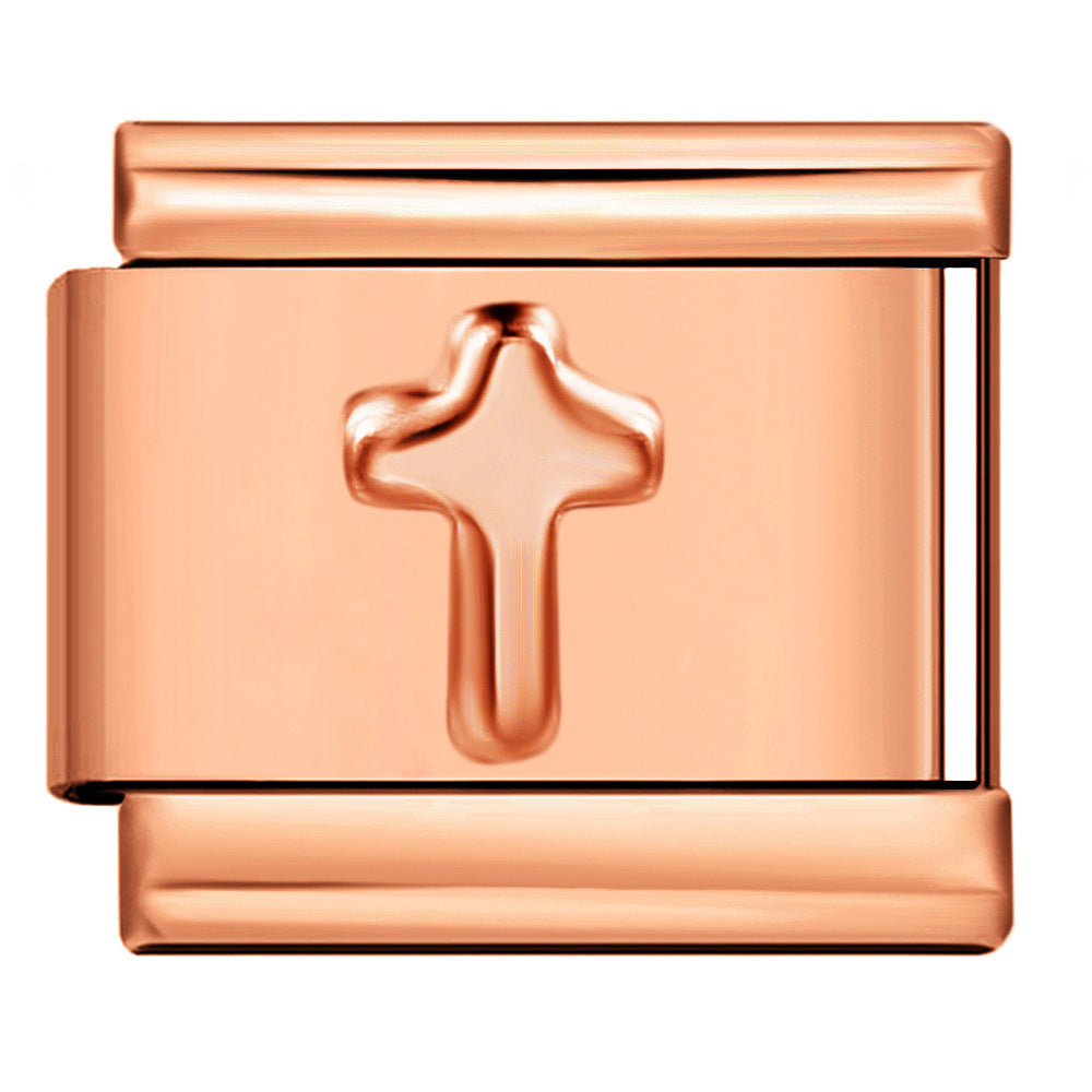 Rose Gold Titanium Steel Stamping Pattern DIY Italian Module Bracelet Italian Charm Bracelet