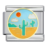 New River, Mountain, Seaside Scenery Italian Module Bracelet with Gold Plating and Oil Dripping DIY Welding Stainless Steel Bracelet