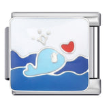 Blue Ocean Element Italian Module Bracelet - Stainless Steel Welded Pattern DIY Stretchable Fashion Bracelet