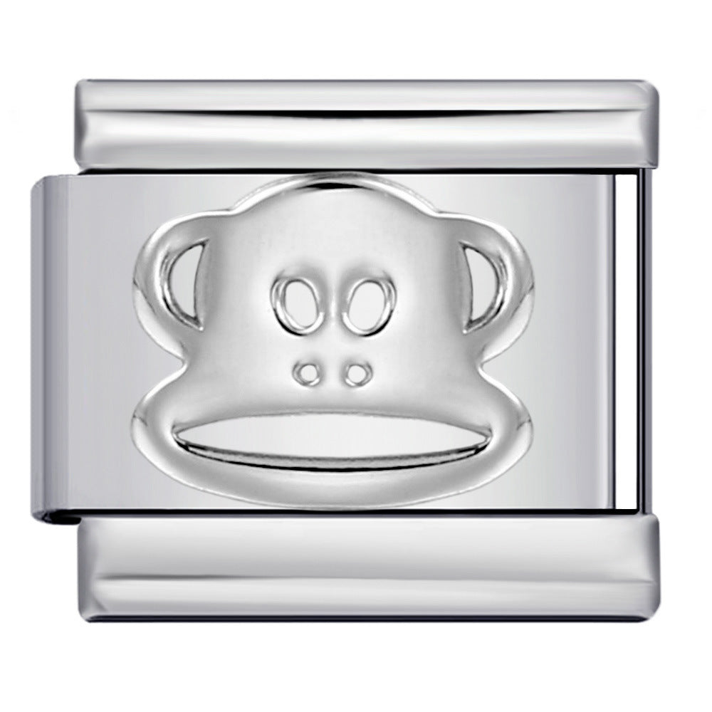 Convex Silver Stamping Pattern Italian Module Bracelet DIY Titanium Steel Bracelet Italian Charms